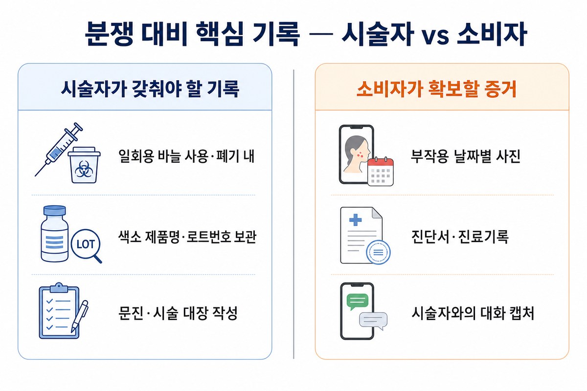문신 시술자와 소비자가 확보할 시술·제품·진료 기록 안내