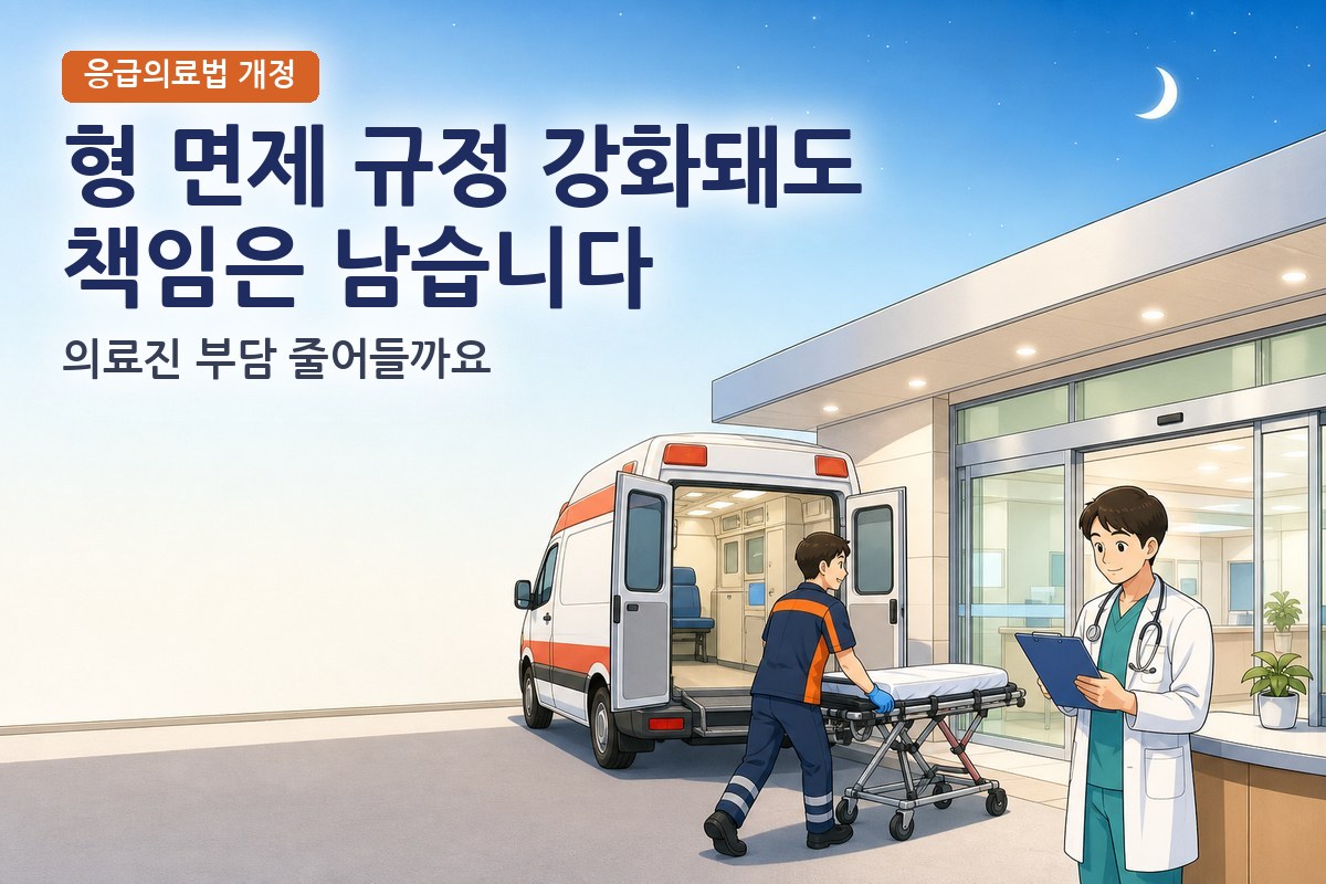 응급의료법 형 면제 규정 강화 논의를 소개하는 표지