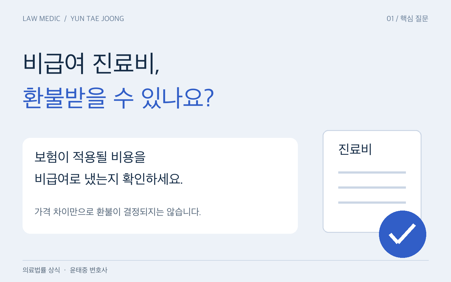 비급여 진료비 환불, 가격 차이보다 건강보험 적용 여부를 먼저 확인하세요