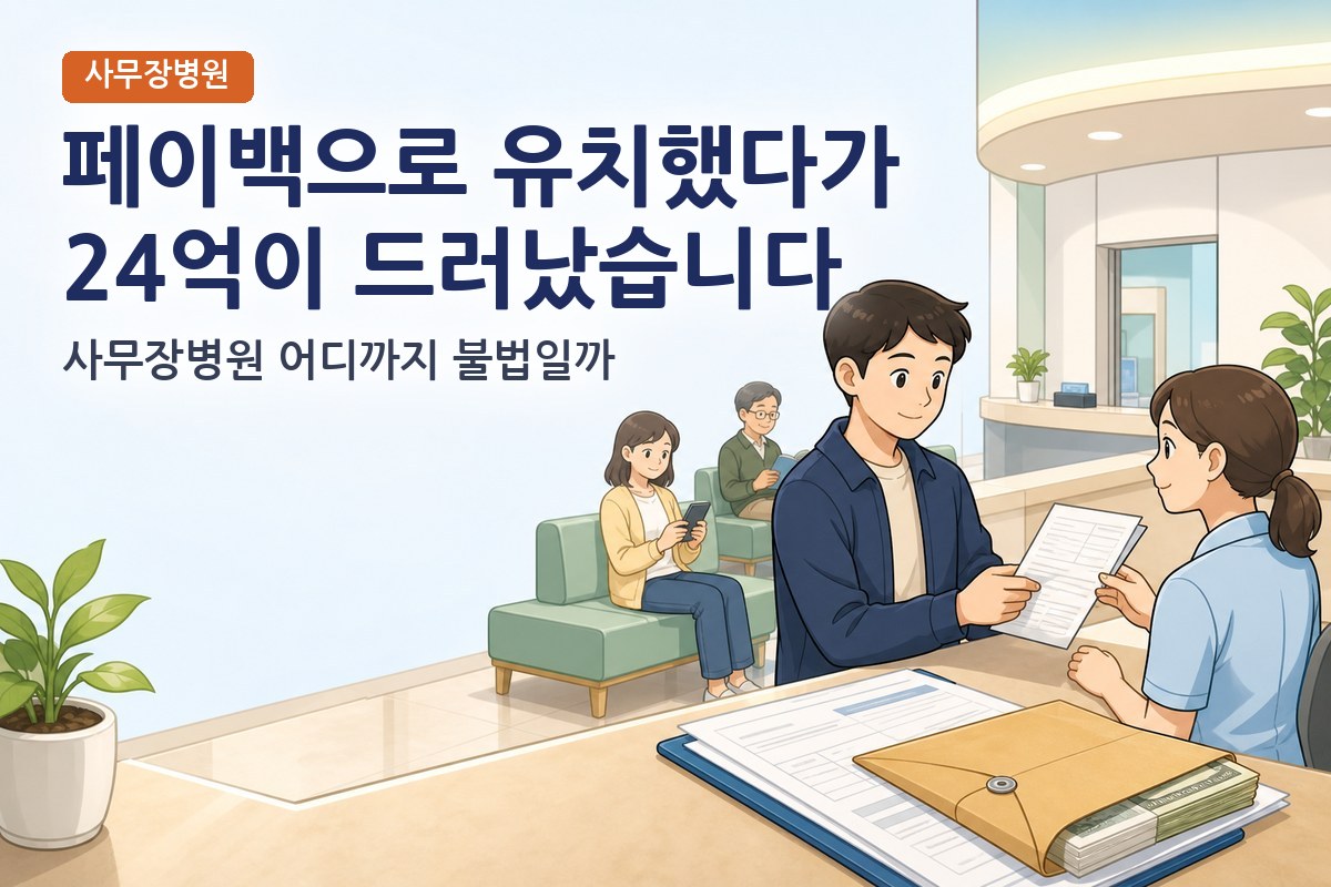사무장병원과 페이백 환자유치, 어디까지 불법일까? 24억 요양급여 편취 혐의 사건으로 본 의료법·사기죄 쟁점