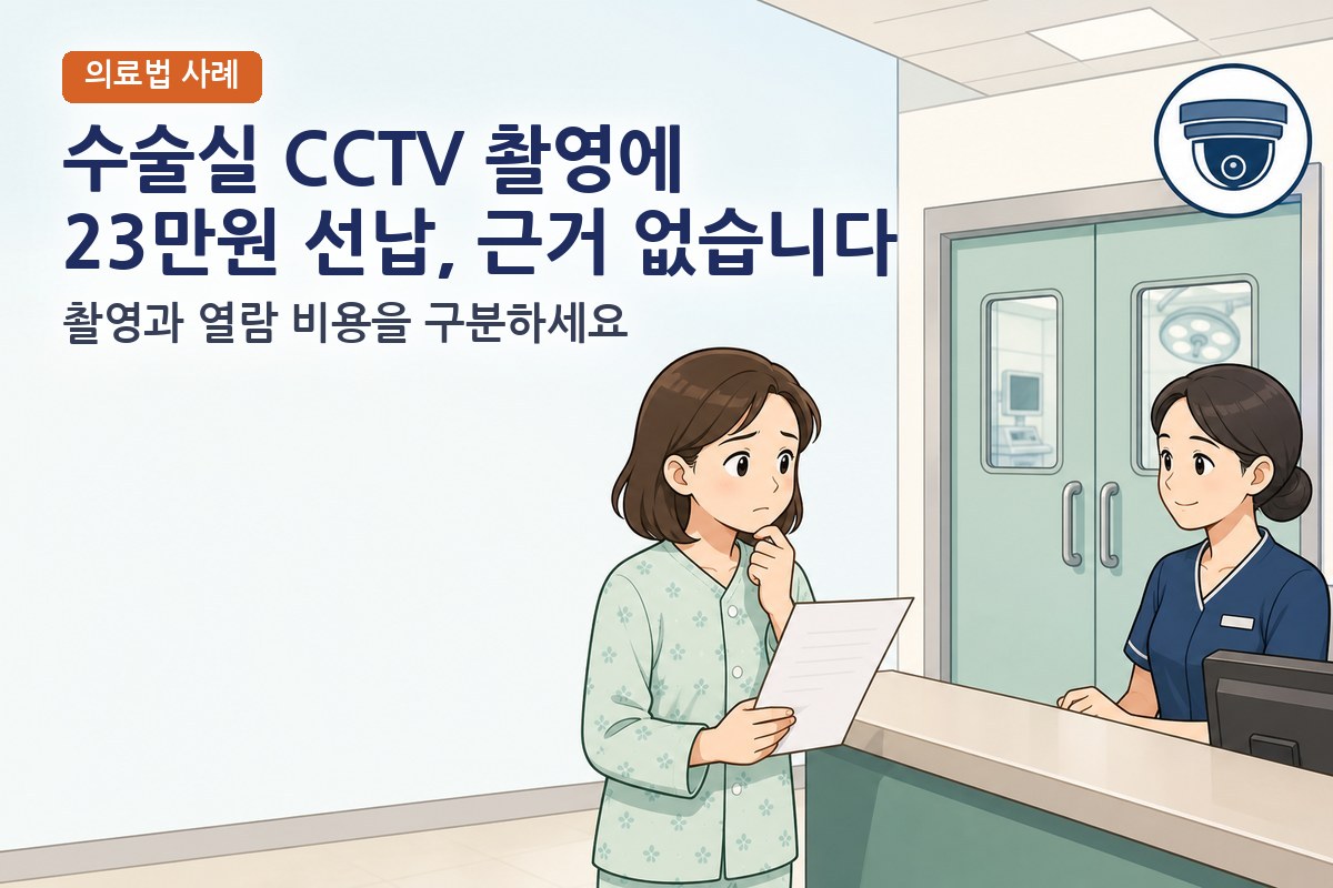 수술실 CCTV 촬영 요청 시 23만원 선납 요구, 정당한가요?