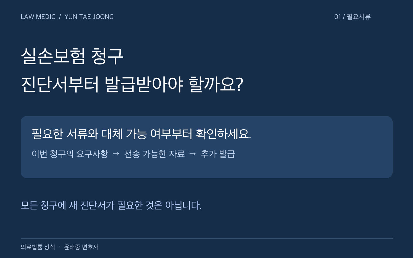 실손보험 청구 전 진단서 필요 여부와 대체서류를 먼저 확인하라는 안내