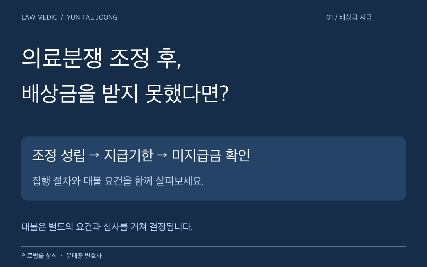 의료분쟁 조정 후 배상금 미지급: 조정 성립과 지급기한을 확인한 뒤 집행과 대불 요건 검토